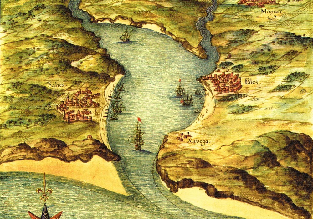 Barra y río Gibraleón en el Atlas del Rey Planeta 1634