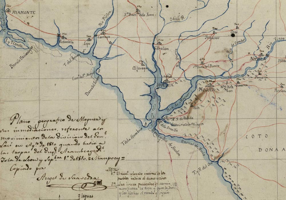 Plano geográfico de Moguer y sus inmediaciones 1810