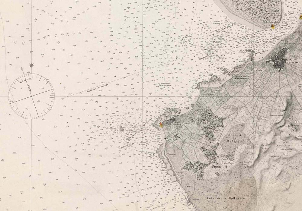 Carta náutica costa sudoeste de España 1873