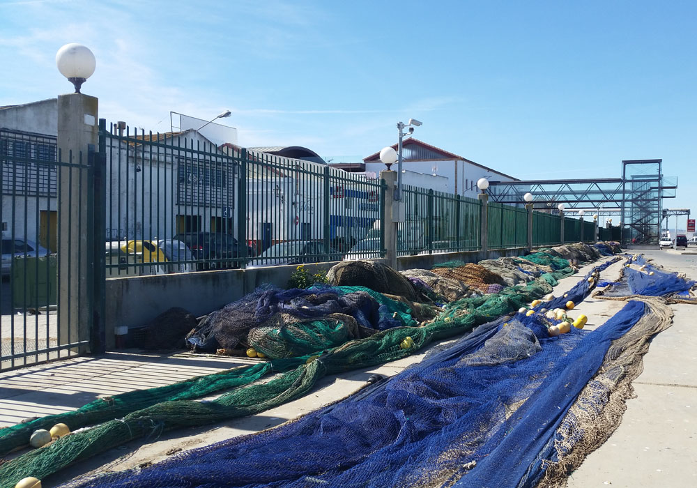 Redes de arrastre en el muelle