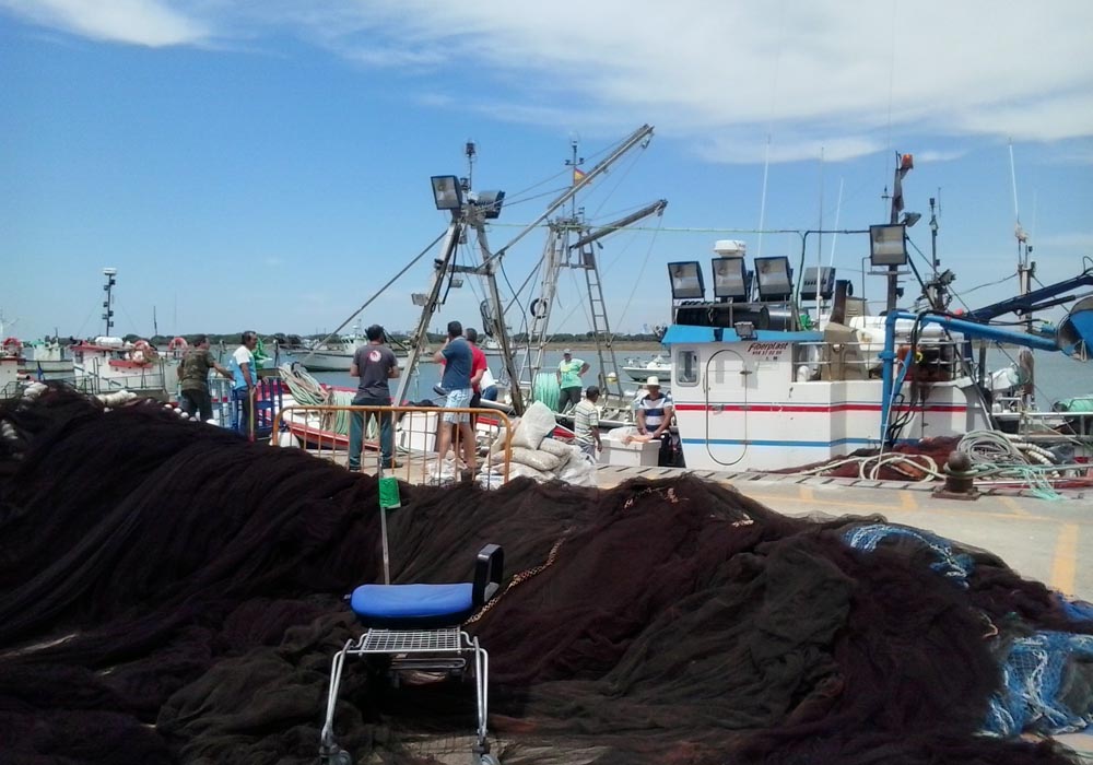 Redes y pertrechos en el muelle pesquero