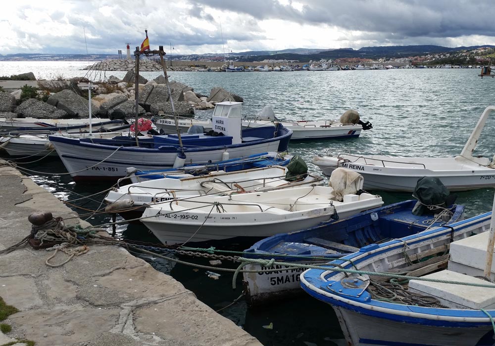 Vista del contradique y la bocana del puerto desde el muelle