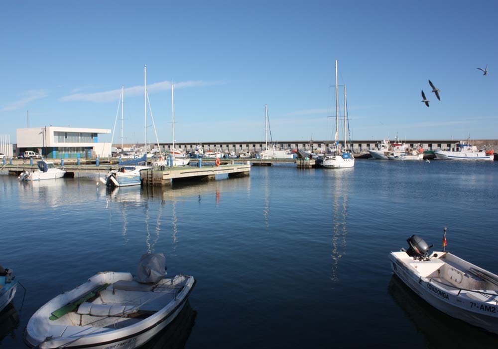 Vista del muelle pesquero y los cuartos de armadores